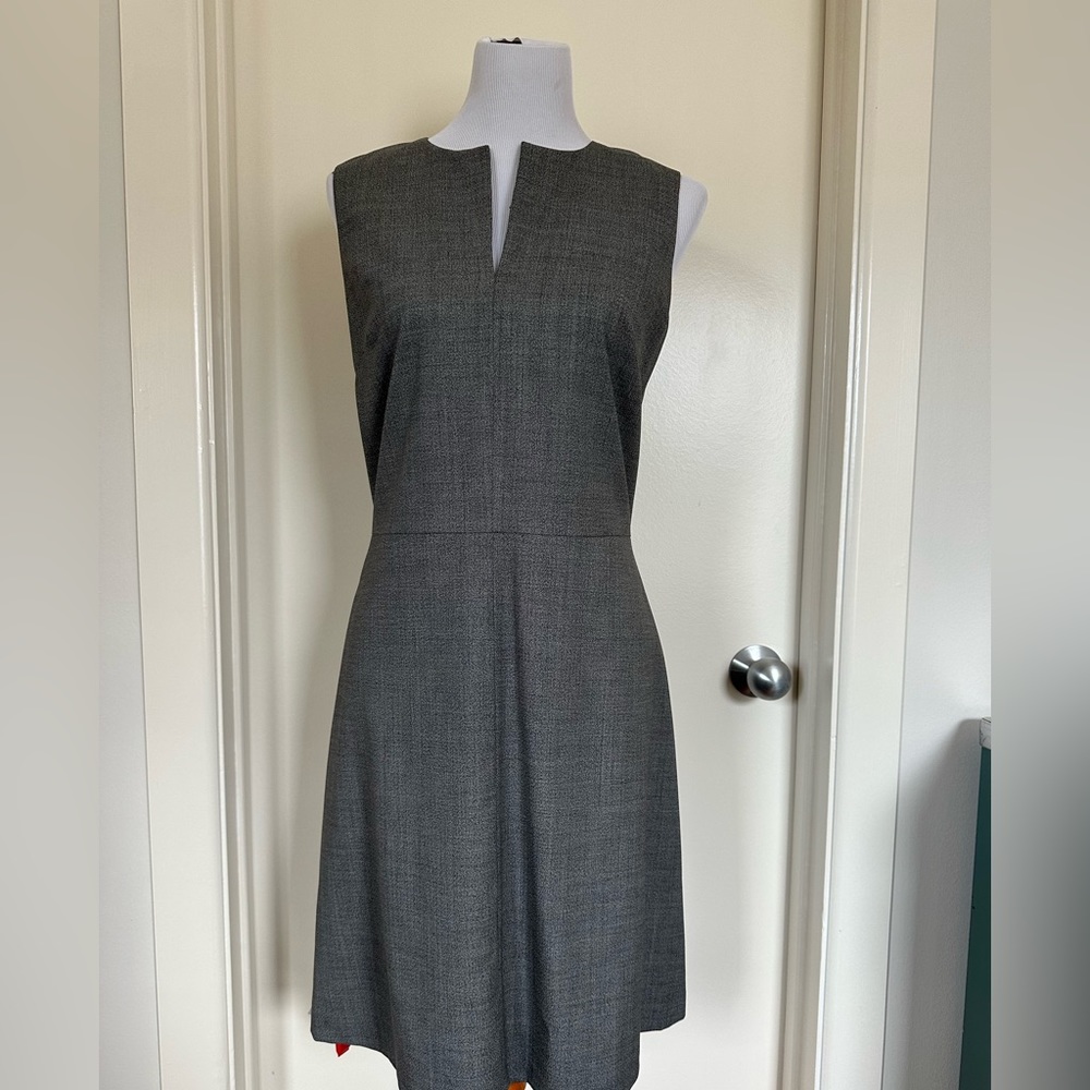 Theory size 12 sleeveless dress NWT A-Line charcoal gray midi length lined zip